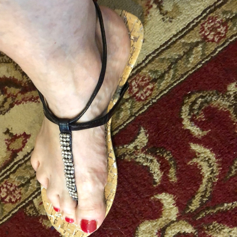 Celeste black and faux diamonds ankle strap sandal